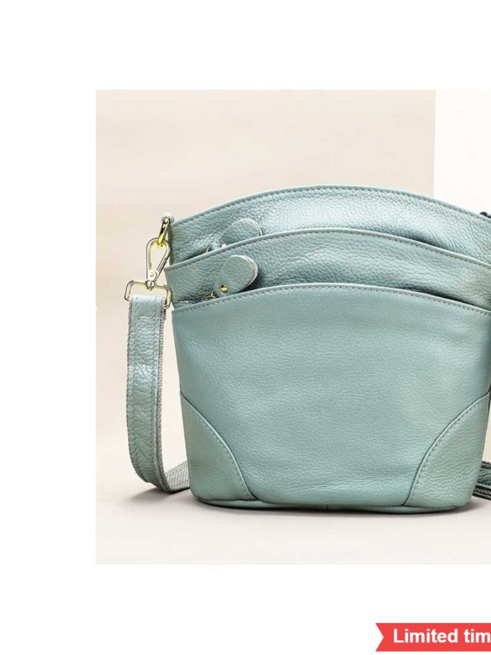 Genuine Leather Shoulder Bag with Adjustable Strap